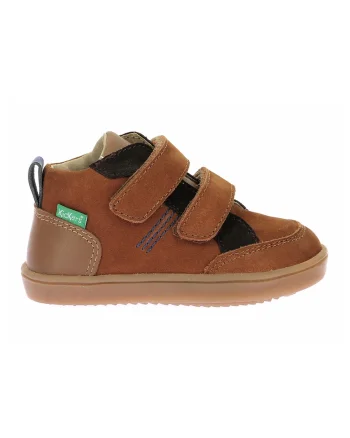 Pantofi din piele cu inchidere velcro, Maro scortisoara