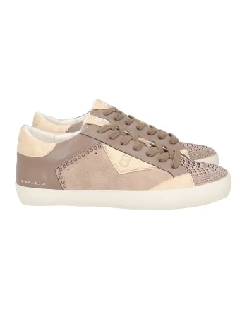 Pantofi sport cu insertii din piele, Bej/Maro deschis