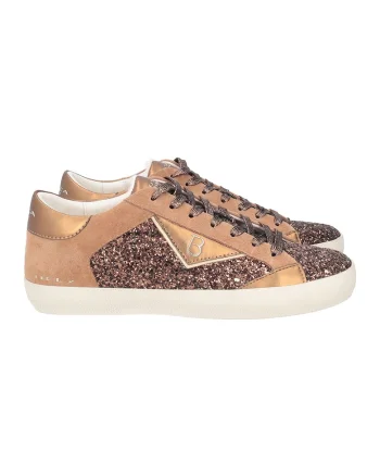 Pantofi sport cu segmente stralucitoare, Maro inchis/Caramel