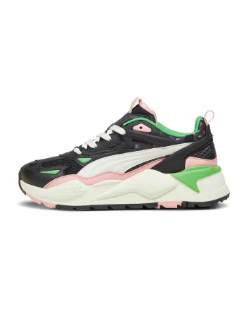 Pantofi sport de piele si material textil RS-X Efekt, Verde/Negru/Roz
