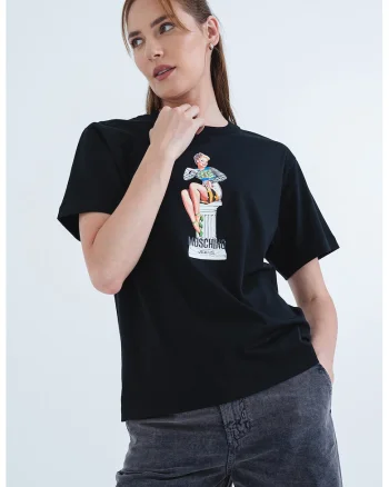 Tricou din bumbac cu imprimeu grafic, Alb/Negru/Albastru