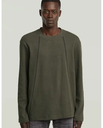 Bluza din bumbac organic cu cusaturi contrastante, Verde feriga