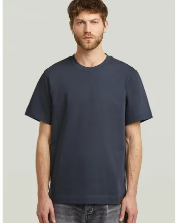 Tricou din bumbac organic cu model uni, Albastru inchis