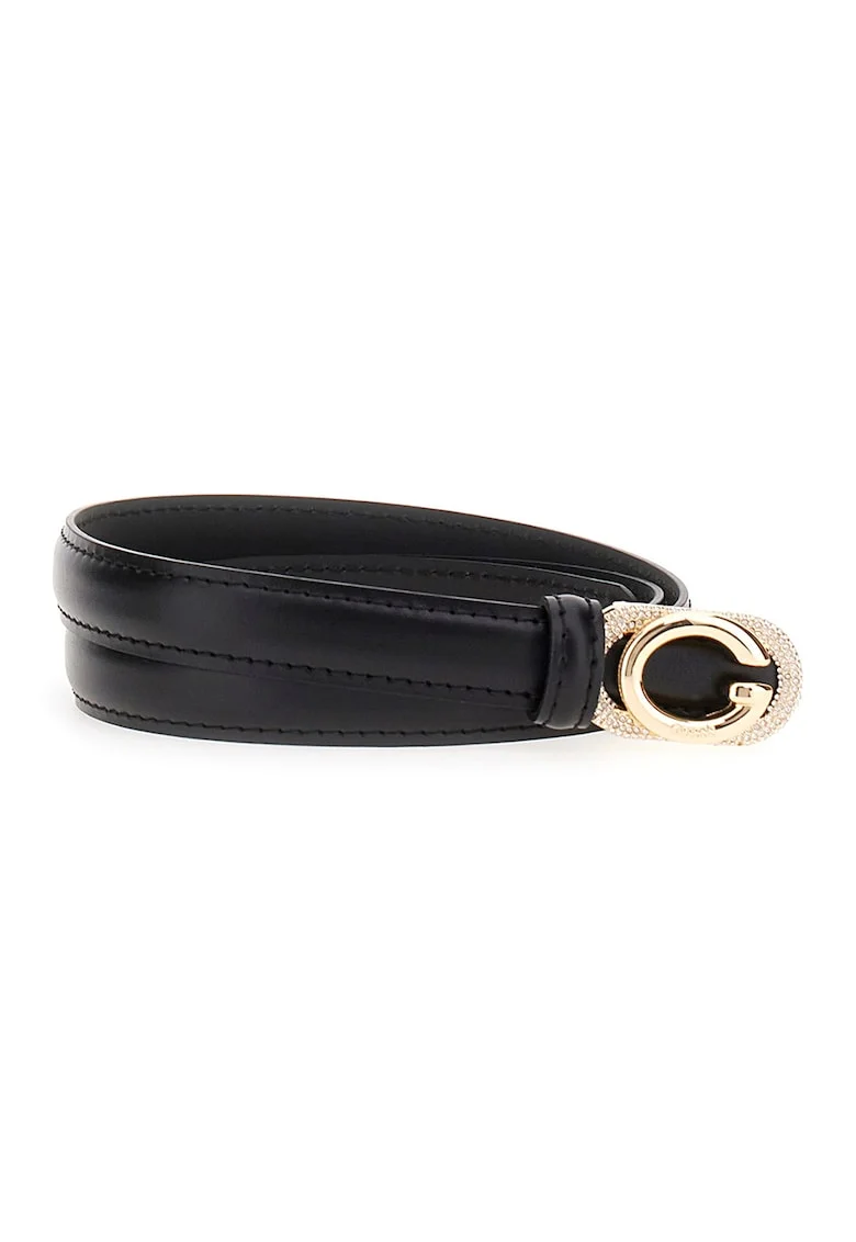 Blugi skinny cu catarama cu logo, Negru