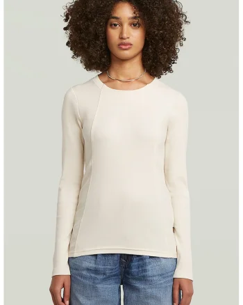 Bluza din amestec de bumbac organic cu model uni, Alb murdar