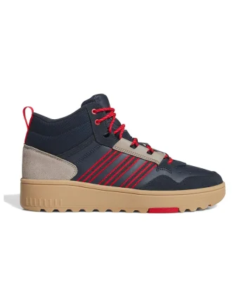Pantofi sport mid-cut cu insertii de piele intoarsa Hoops 4.0, Rosu/Bej/Bleumarin