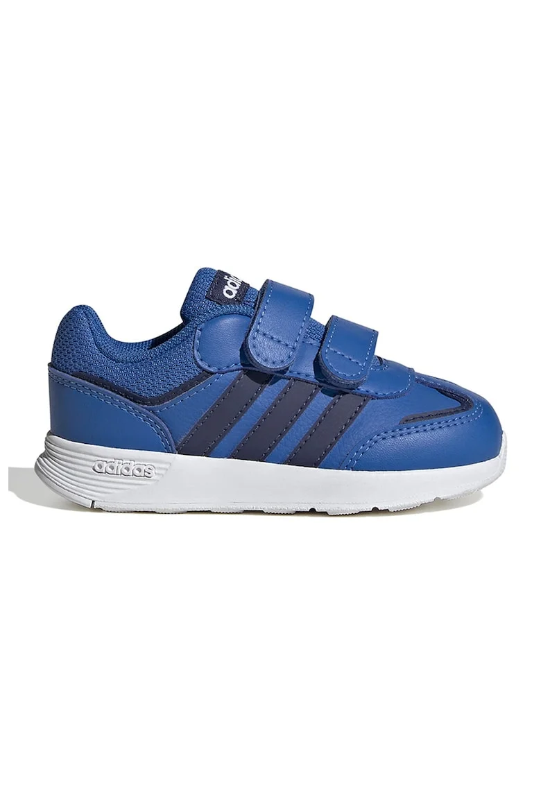 Pantofi sport de piele ecologica cu velcro Tensaur, Negru/Albastru inchis