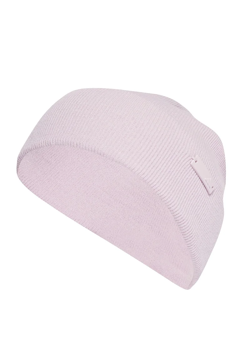 Caciula tricotata unisex cu logo metalic, Roz pastel
