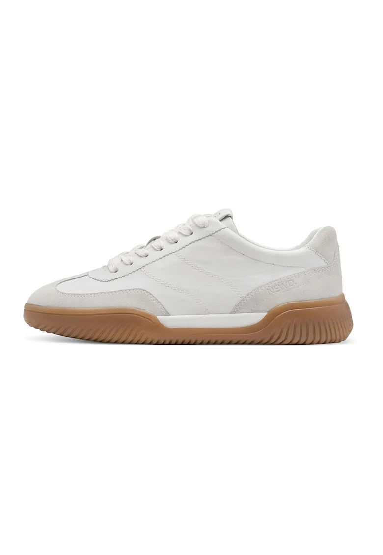 Pantofi sport low-cut din piele, Caramel/Alb murdar/Gri deschis melange