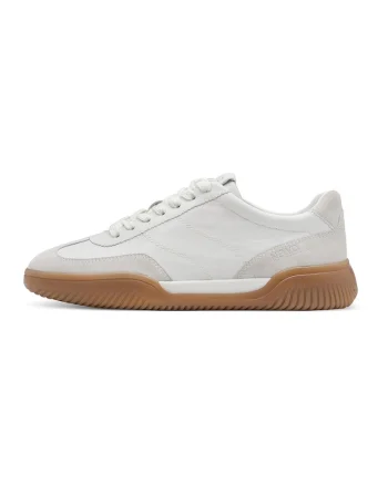 Pantofi sport low-cut din piele, Caramel/Alb murdar/Gri deschis melange