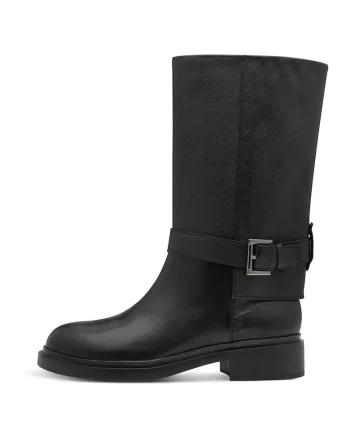 Cizme mid-calf din piele, Negru