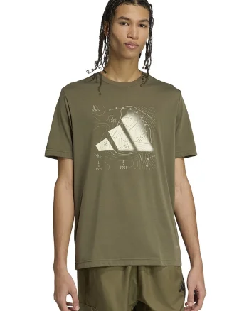 Tricou cu decolteu la baza gatului si logo, Kaki/Bej deschis
