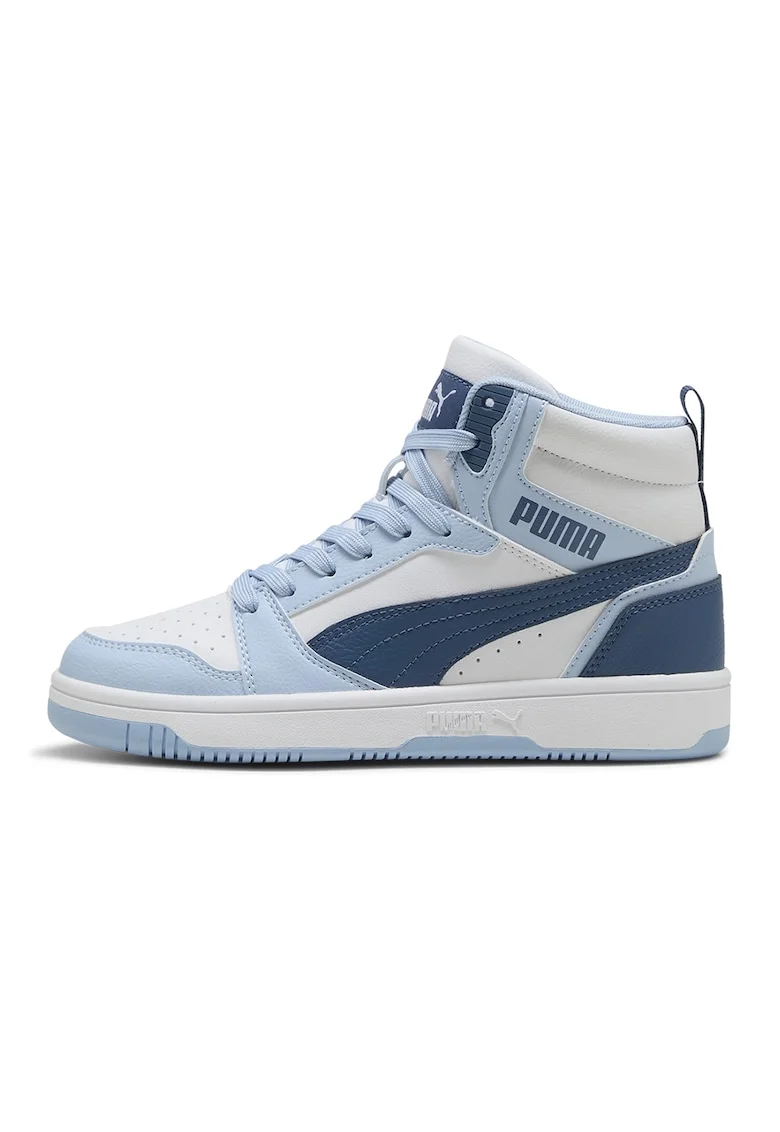 Pantofi sport Rebound V6 mid-cut din piele ecologica, Alb/Albastru deschis/Albastru petrol