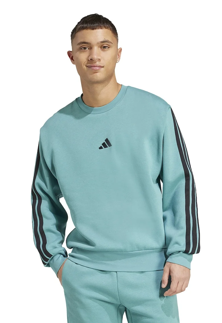 Bluza de trening din amestec de bumbac cu detaliu monograma, Turcoaz/Negru stins