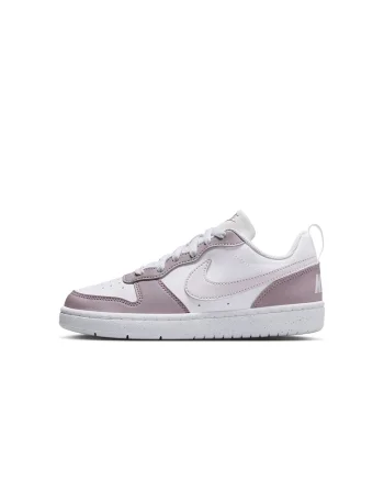 Pantofi sport din piele ecologica Court Borough, Alb/Roz prafuit