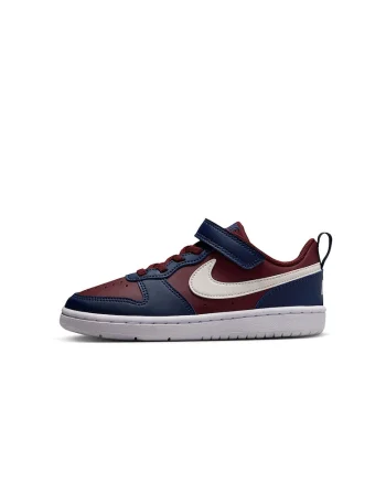 Pantofi sport din piele ecologica cu velcro Court Borough, Alb/Visiniu/Albastru inchis