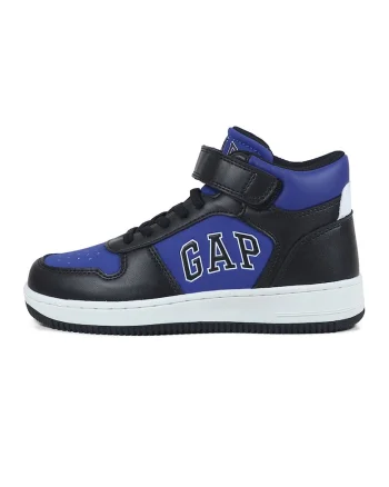 Pantofi sport mid-high din piele ecologica, Negru/Albastru