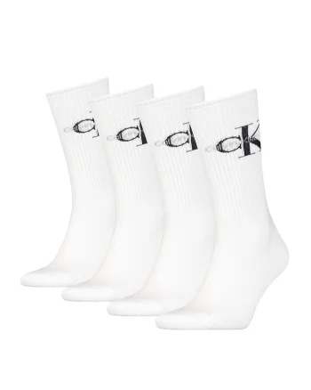 Set de sosete lungi cu logo - 4 perechi, Negru/Alb optic
