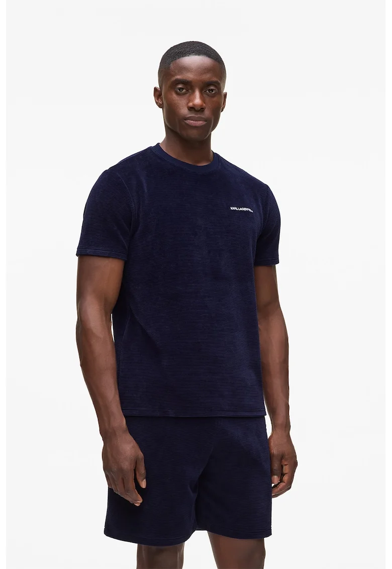 Tricou de pijama de catifea, Bleumarin