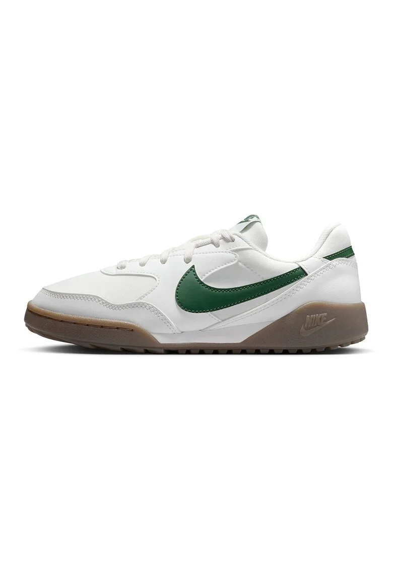 Pantofi sport din material textil cu garnituri de piele ecologica, Alb/Verde inchis