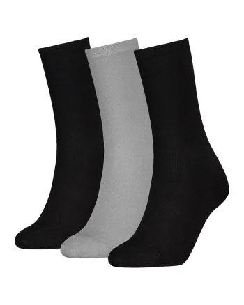 Set de sosete lungi cu model uni - 3 perechi, Negru/Gri deschis