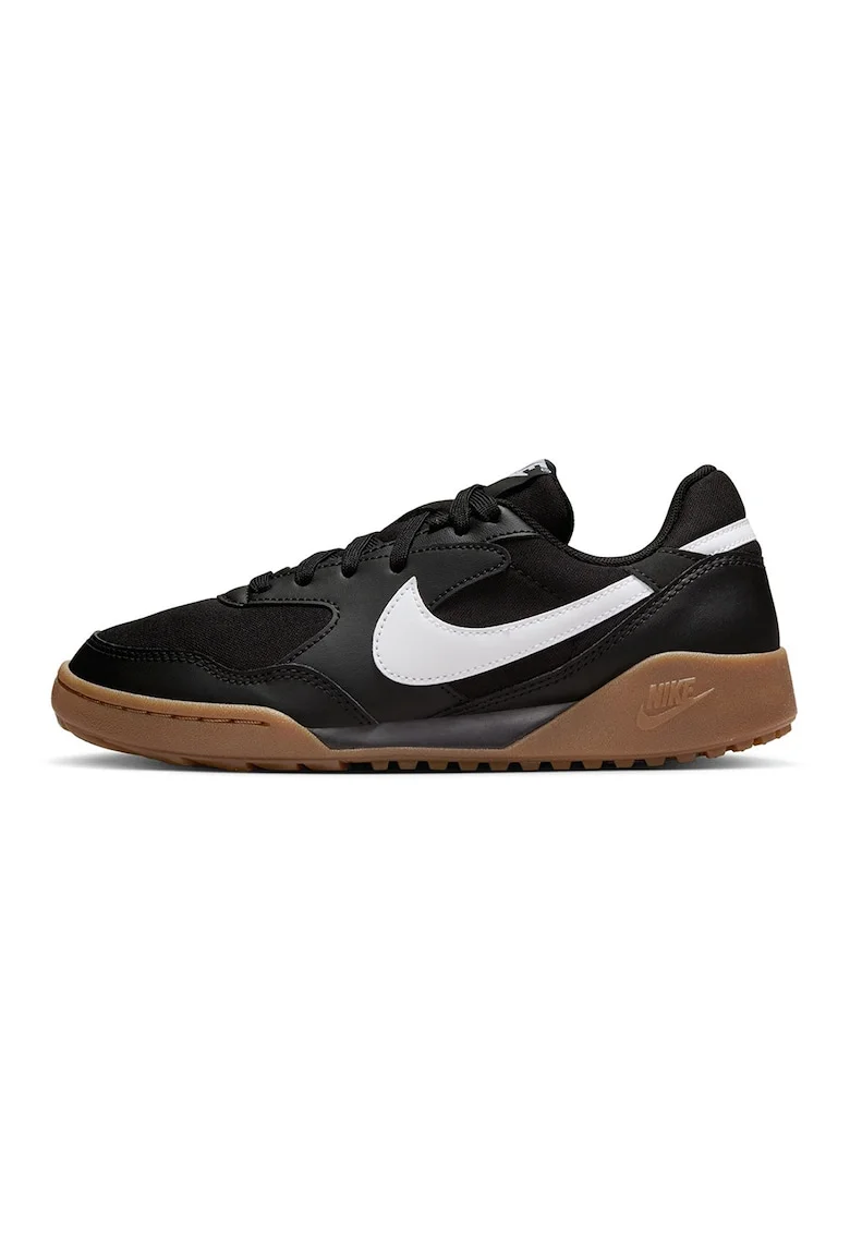 Pantofi sport din material textil cu garnituri de piele ecologica, Alb/Negru