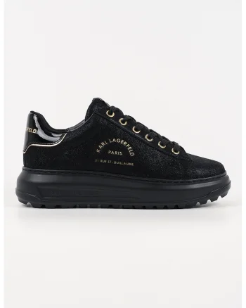 Pantofi sport din piele intoarsa cu logo, Auriu/Negru