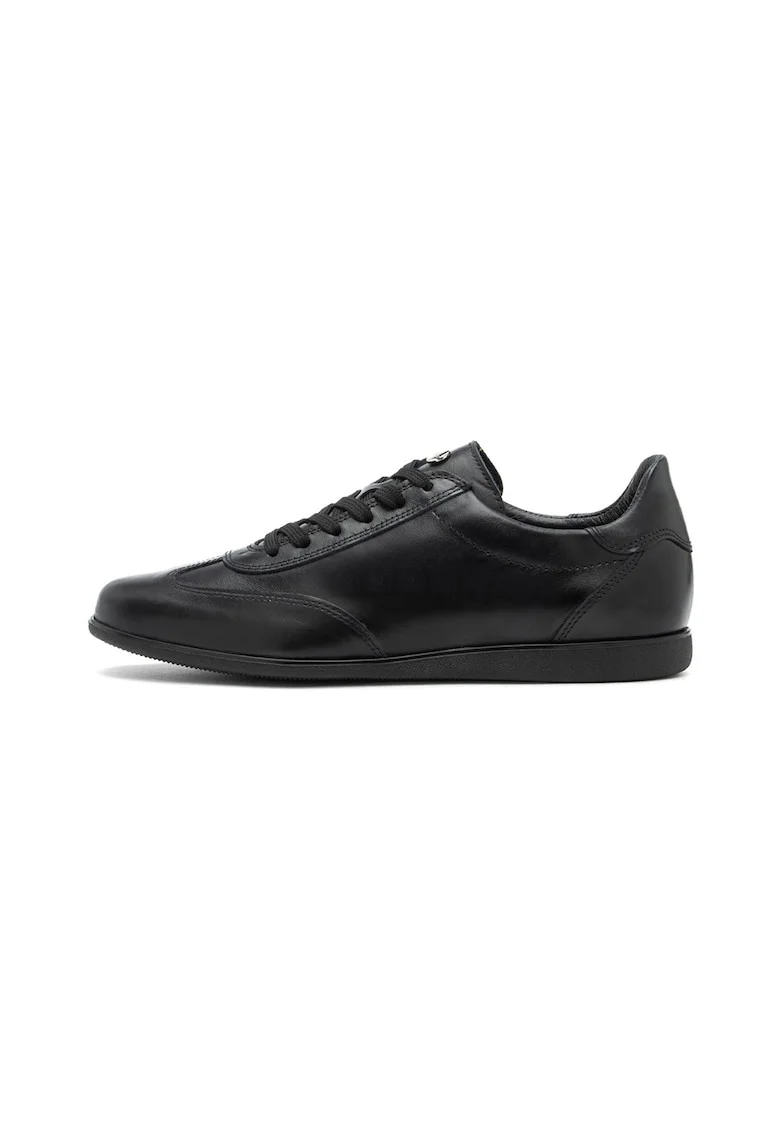 Pantofi sport low-cut din piele intoarsa, Negru stins