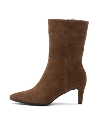 Botine din piele intoarsa cu fermoar Kaya, Maro
