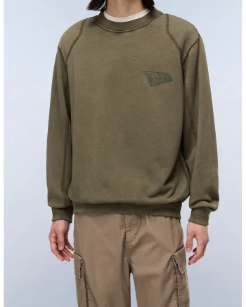 Bluza lejera de trening din bumbac cu imprimeu logo pe spate, Maro taupe/Kaki