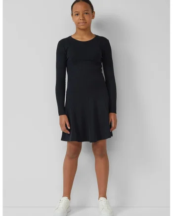 Rochie scurta evazata cu decolteu rotund, Negru