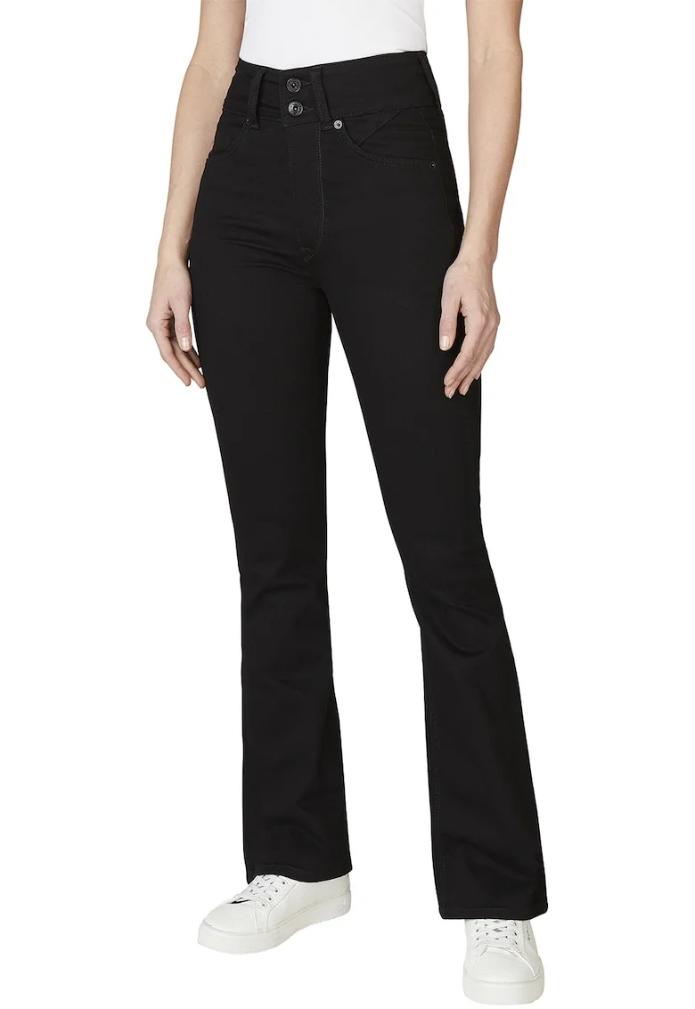 Blugi skinny cu croiala evazata, Negru
