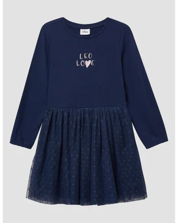 Rochie cu segment cu volane, Bleumarin