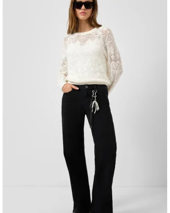 Blugi drepti cu design 5 buzunare, Negru