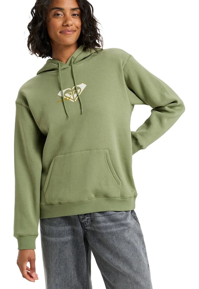Hanorac din amestec de bumbac cu buzunare kangaroo Surf Stoked, Verde pal