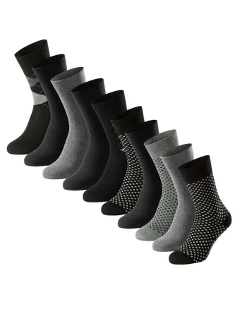 Schiesse, Set de sosete lungi cu model - 5 perechi, Gri/Negru stins