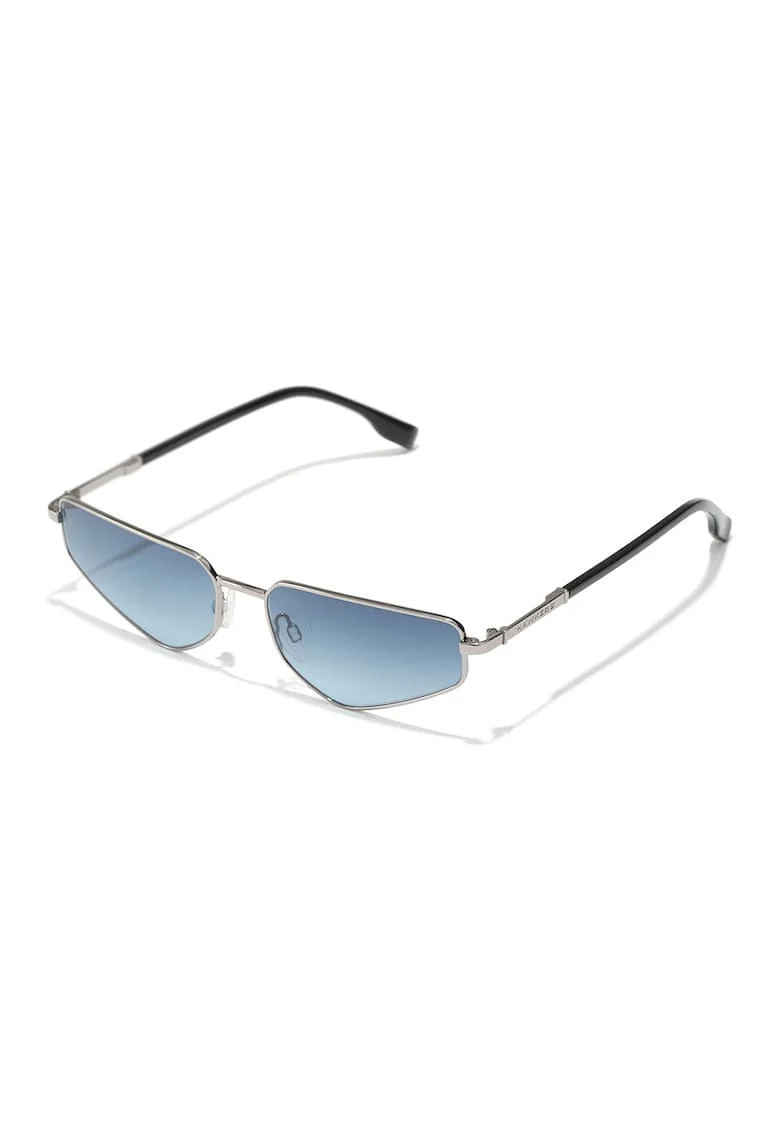 Ochelari de soare dreptunghiulari unisex cu rama metalica, Argintiu