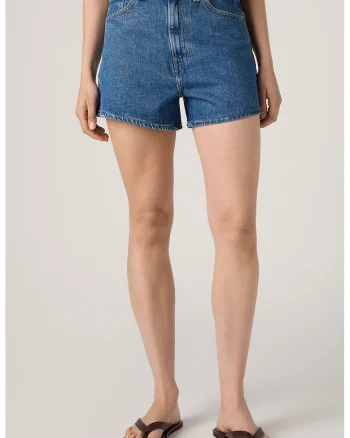 Blugi scurti mom fit, Albastru