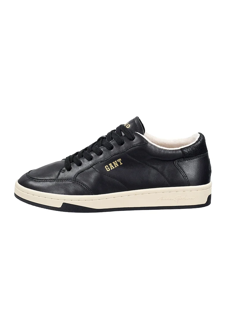 Pantofi sport din piele cu talpa contrastanta Prepus, Negru/Galben pai