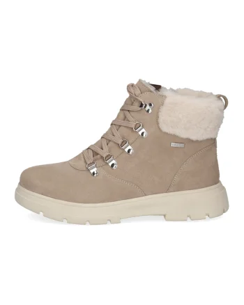 Ghete de piele cu insertie de plus, Maro taupe deschis