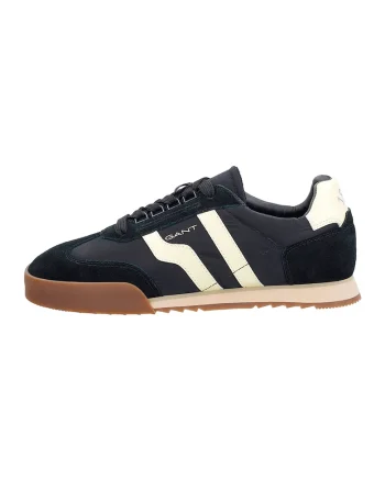 Pantofi sport din piele intoarsa si textil cu logo Baylle, Alb/Gri carbune