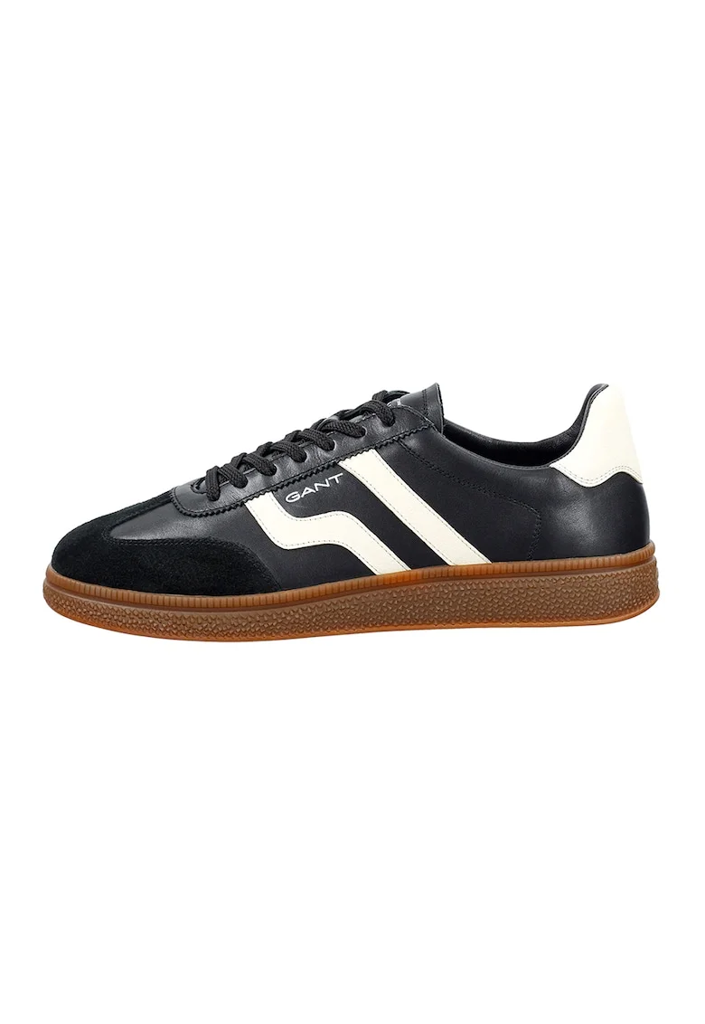 Pantofi sport low cut din piele Cuzmo, Alb/Negru/Negru stins