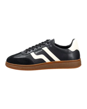 Pantofi sport low cut din piele Cuzmo, Alb/Negru/Negru stins