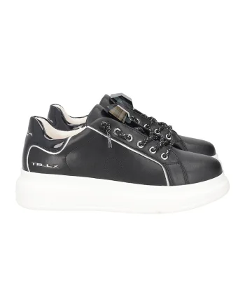 Pantofi sport cu insertii din piele, Negru