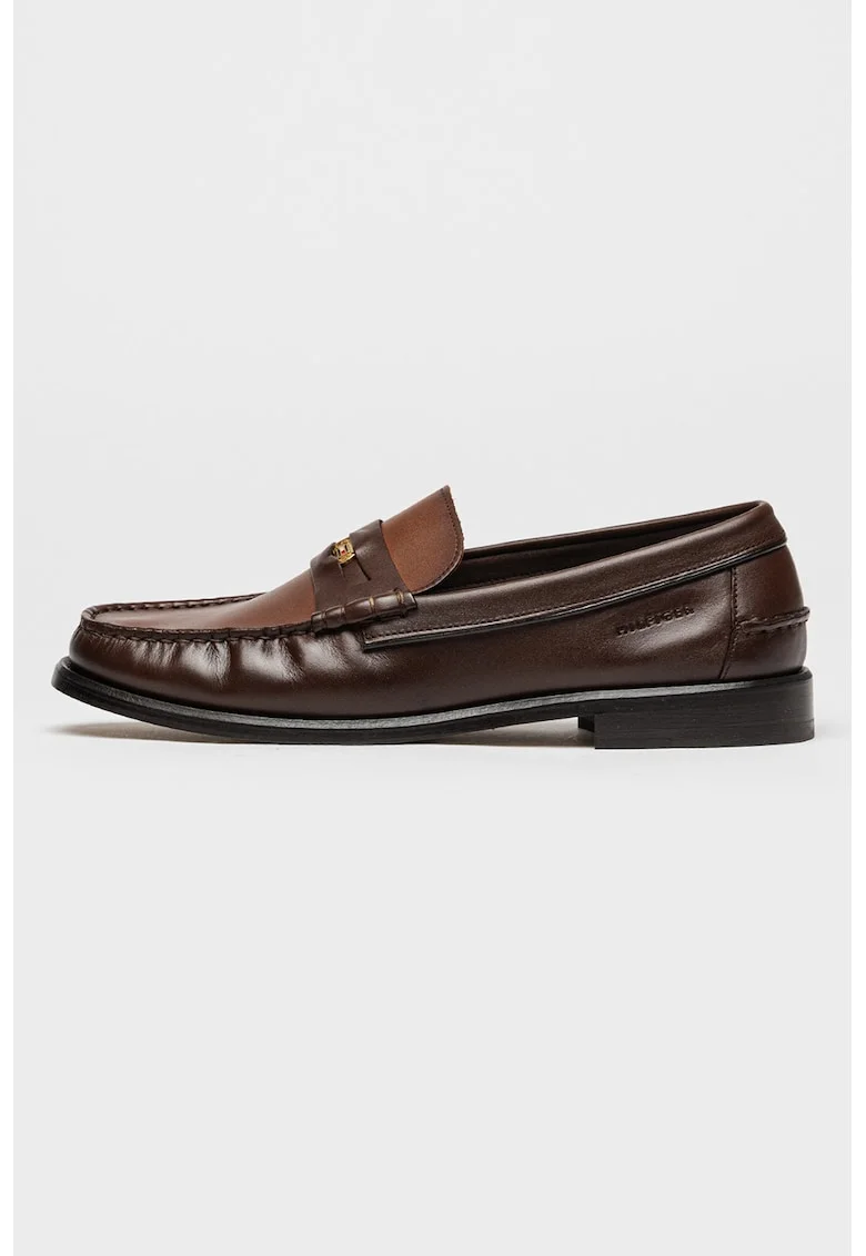 Pantofi loafer din piele cu detaliu logo Penny, Maro Siena