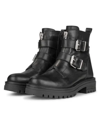 Cizme din piele cu toc masiv si catarame Monk