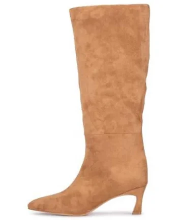Cizme din piele intoarsa ecologica cu toc stiletto EMMA