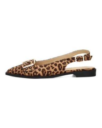 Balerini din piele intoarsa ecologica cu varf ascutit si bareta slingback