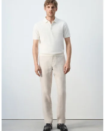 Tricou polo regular fit de bumbac, Alb murdar