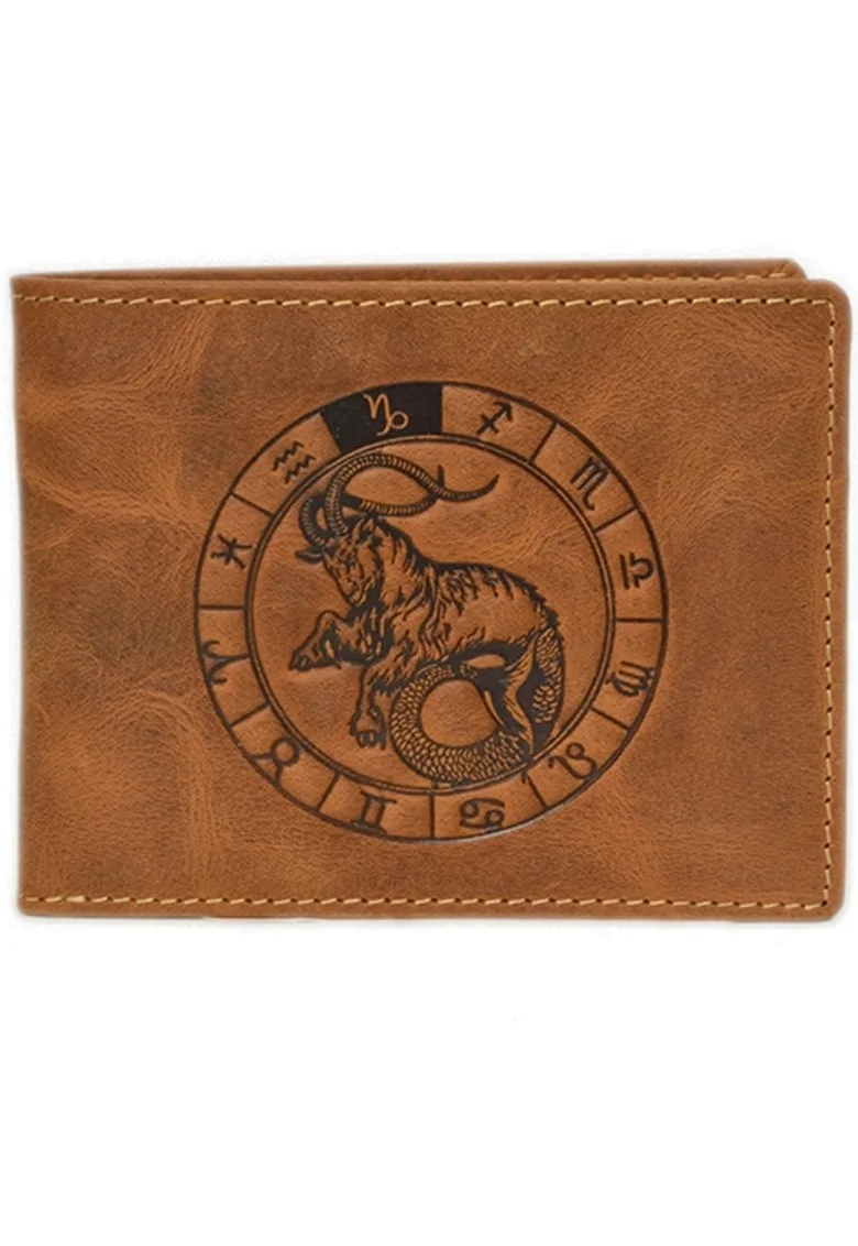 Portofel bărbați,  piele naturală maro antichizat, 7 sloturi pentru carduri, 12.5x9.5x2.5cm